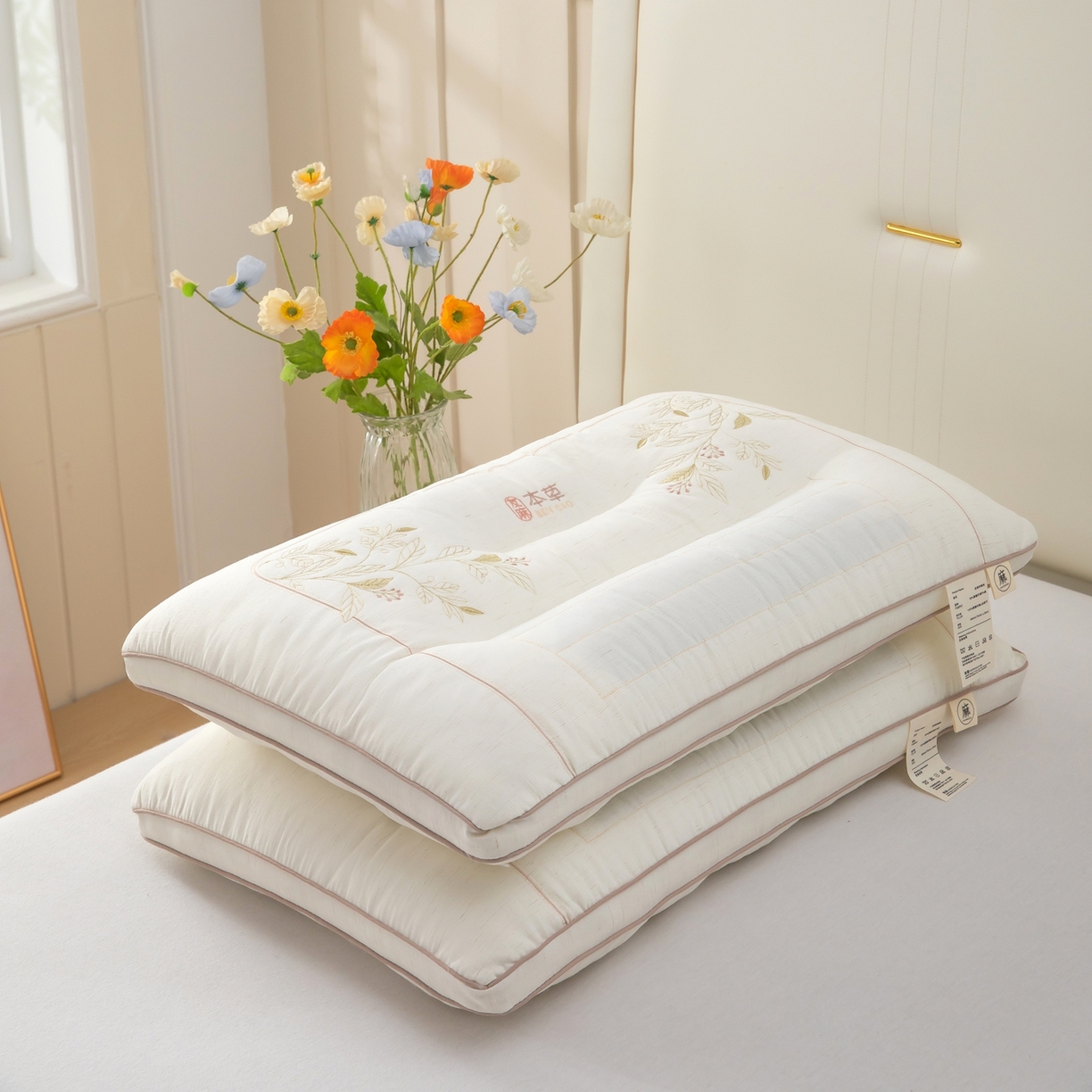 91家纺网 家纺一手货源 找家纺 九州枕芯 2026新款友麻舒睡枕枕头枕芯 友麻舒睡枕-本色