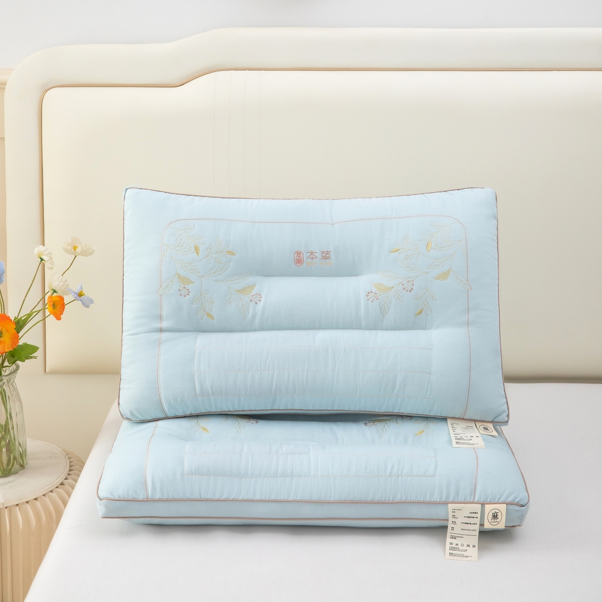 91家纺网 家纺一手货源 找家纺 九州枕芯 2026新款友麻舒睡枕枕头枕芯 友麻舒睡枕-蓝色