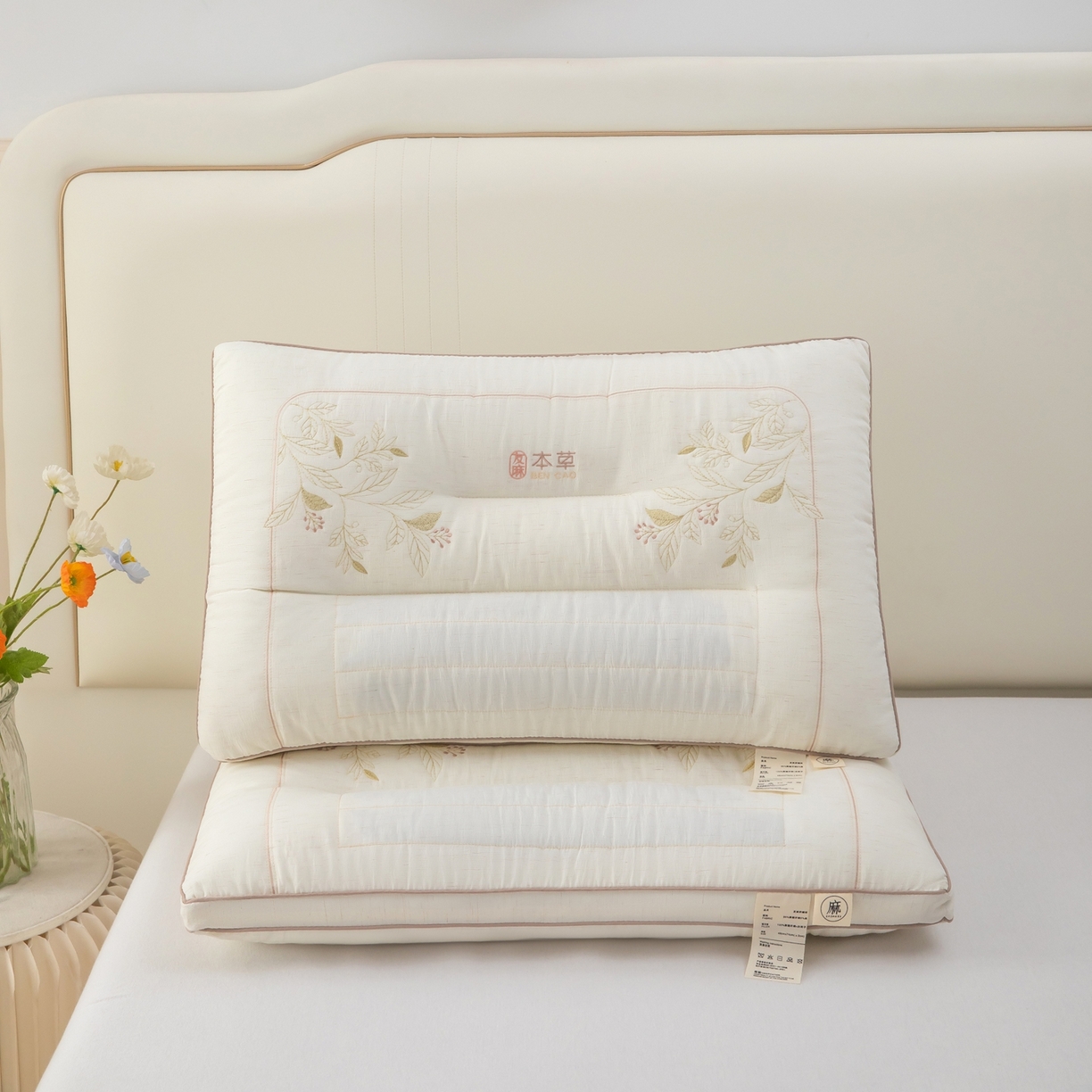 91家纺网 家纺一手货源 找家纺 九州枕芯 2026新款友麻舒睡枕枕头枕芯 友麻舒睡枕-本色