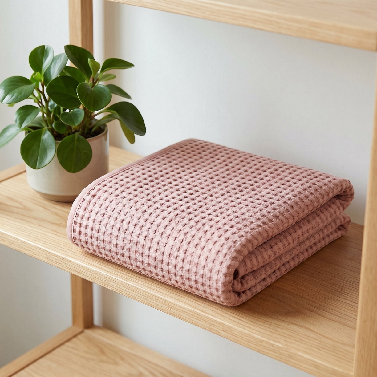 91家纺网 家纺一手货源 找家纺 七七家纺 2026新款全棉纯棉华夫格毛毯夏被毯子 樱雪粉