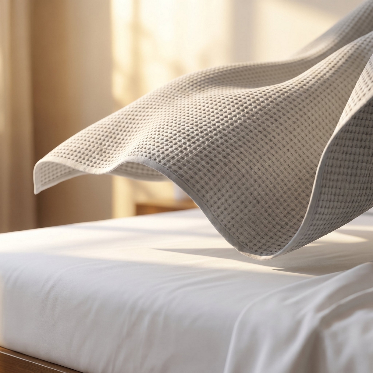 91家纺网 家纺一手货源 找家纺 七七家纺 2026新款全棉纯棉华夫格毛毯夏被毯子 浅炭灰