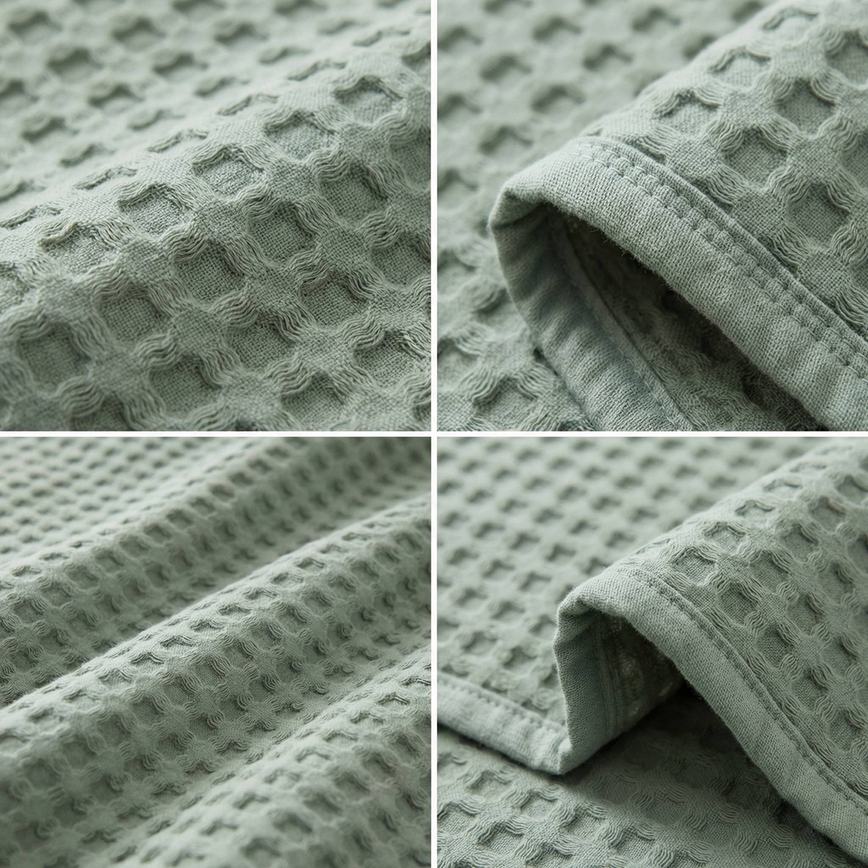 91家纺网 家纺一手货源 找家纺 七七家纺 2026新款全棉纯棉华夫格毛毯夏被毯子 雾松绿