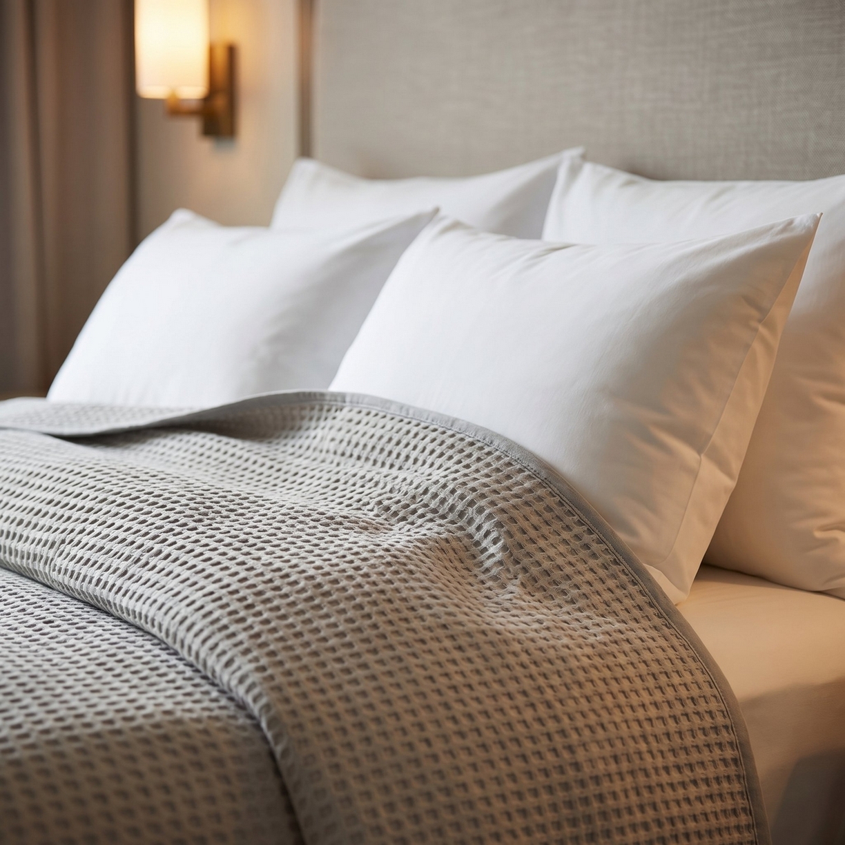 91家纺网 家纺一手货源 找家纺 七七家纺 2026新款全棉纯棉华夫格毛毯夏被毯子 浅炭灰