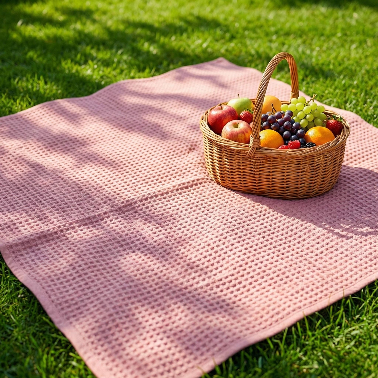 91家纺网 家纺一手货源 找家纺 七七家纺 2026新款全棉纯棉华夫格毛毯夏被毯子 樱雪粉