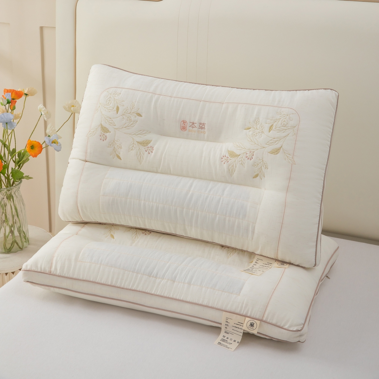 九州枕芯 2026新款友麻舒睡枕枕头枕芯 友麻舒睡枕-本色