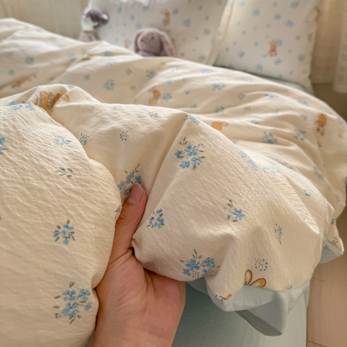 91家纺网 家纺一手货源 找家纺 （总）丝芙妮家居 2026春夏新款皱皱棉双层纱泡芙棉四件套