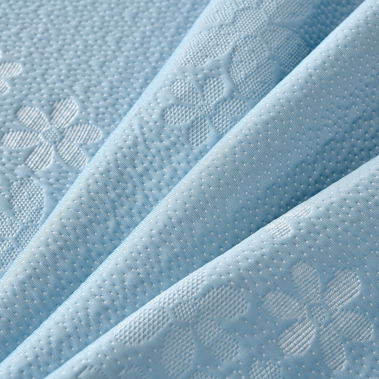 91家纺网 家纺一手货源 找家纺 民新家纺 2026新款3D立体冰豆豆凉席席子床裙三件套 香漫-蓝