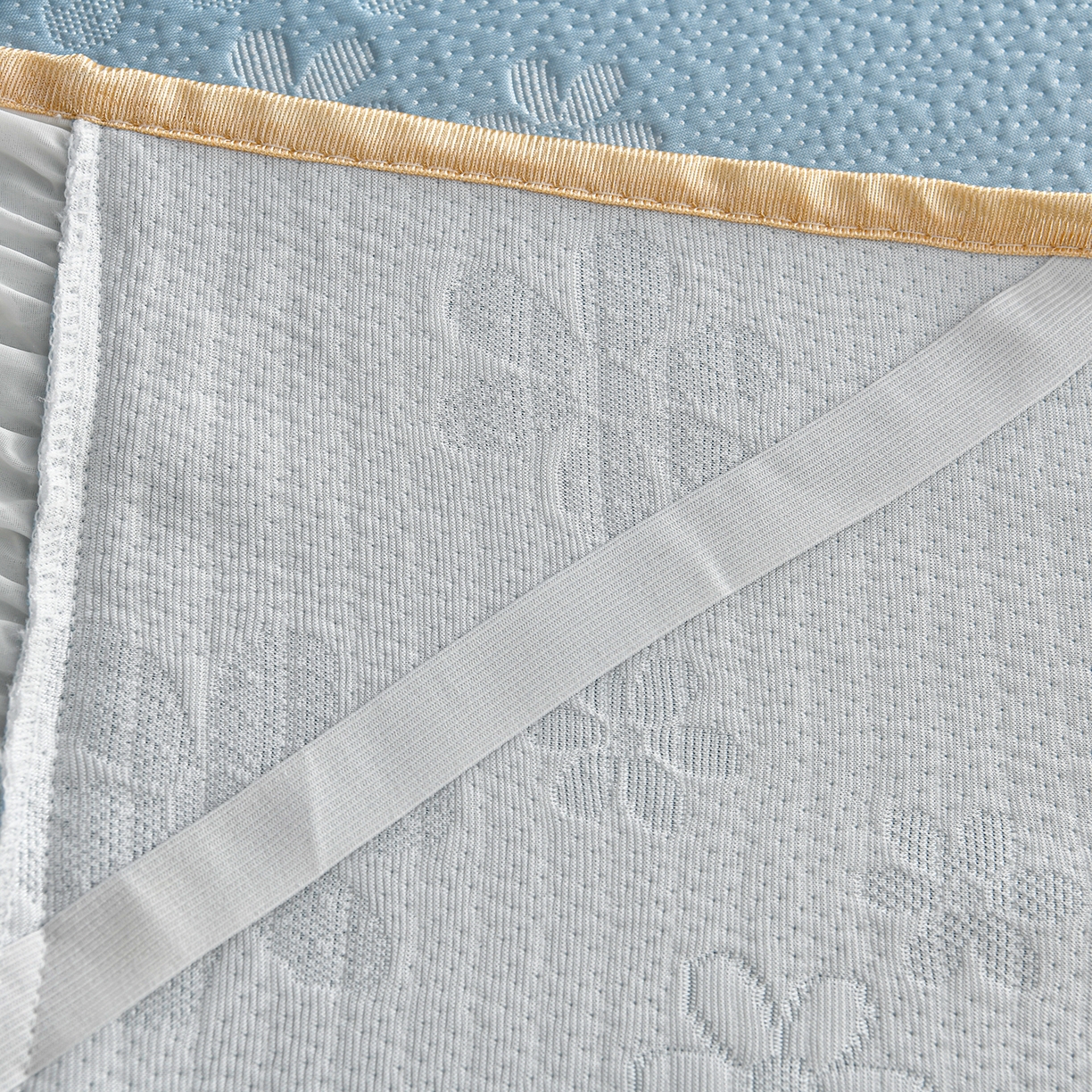 91家纺网 家纺一手货源 找家纺 民新家纺 2026新款3D立体冰豆豆凉席席子床裙三件套 香漫-蓝