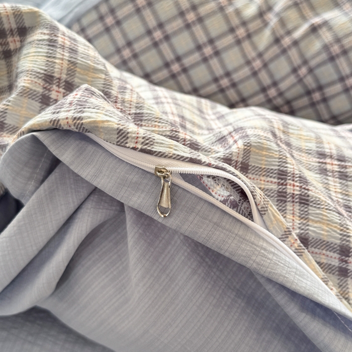 91家纺网 家纺一手货源 找家纺 丝芙妮家居 2026春夏新款皱皱棉双层纱泡芙棉四件套 怀旧-兰