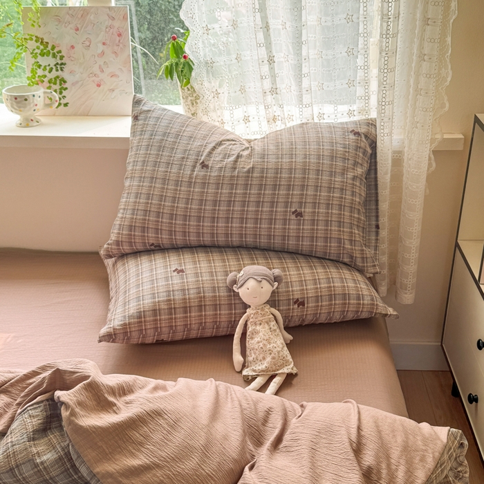 91家纺网 家纺一手货源 找家纺 丝芙妮家居 2026春夏新款皱皱棉双层纱泡芙棉四件套 顽宠