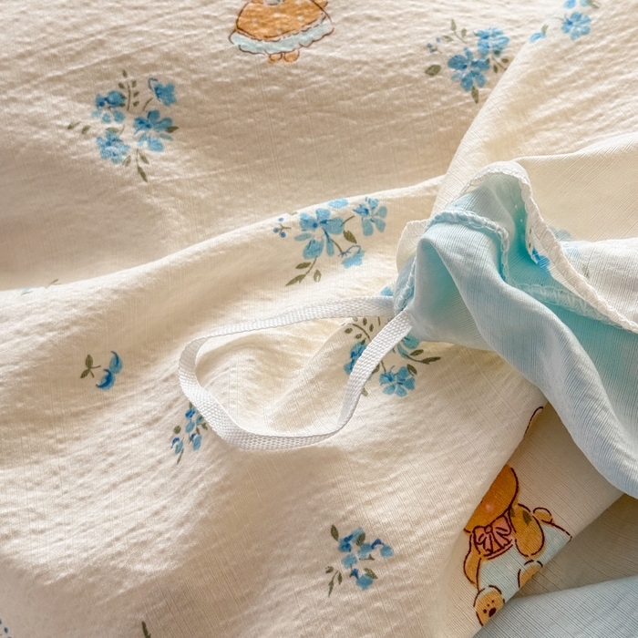 91家纺网 家纺一手货源 找家纺 丝芙妮家居 2026春夏新款皱皱棉双层纱泡芙棉四件套 牧歌