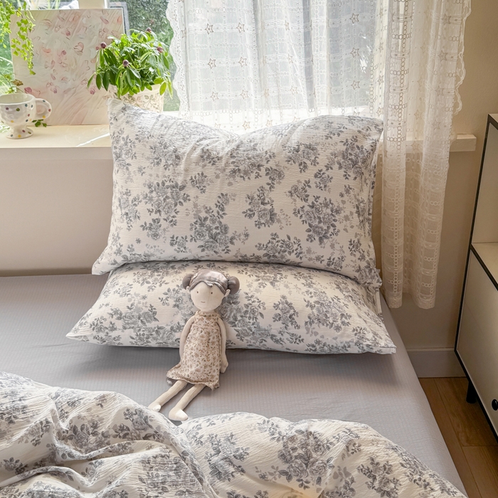 91家纺网 家纺一手货源 找家纺 丝芙妮家居 2026春夏新款皱皱棉双层纱泡芙棉四件套 雅蔓