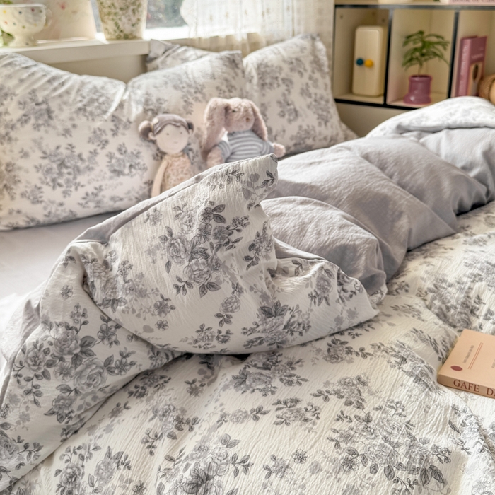 91家纺网 家纺一手货源 找家纺 丝芙妮家居 2026春夏新款皱皱棉双层纱泡芙棉四件套 雅蔓