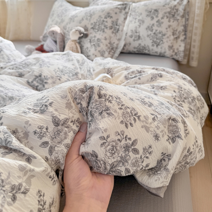 91家纺网 家纺一手货源 找家纺 丝芙妮家居 2026春夏新款皱皱棉双层纱泡芙棉四件套 雅蔓