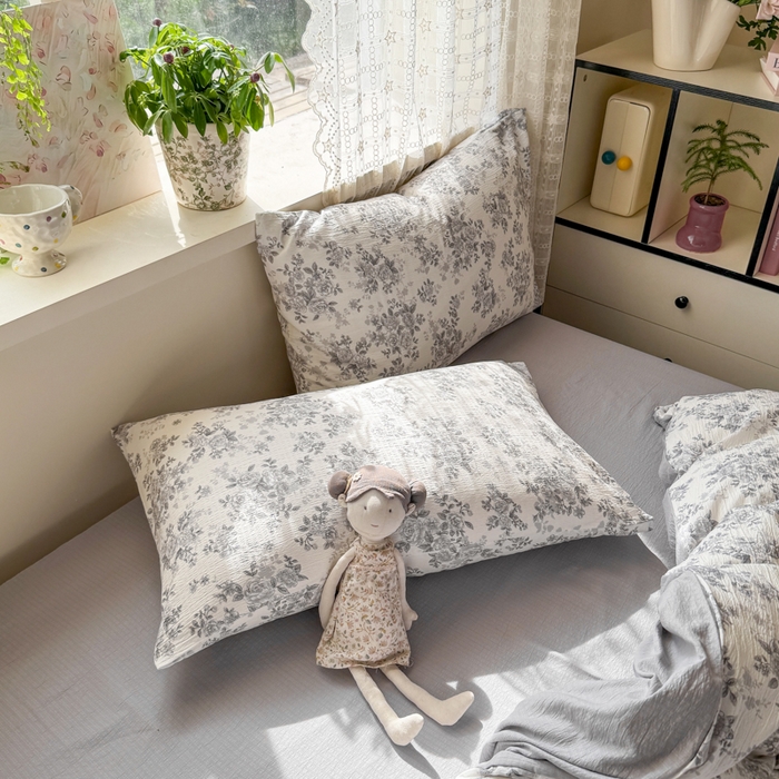 91家纺网 家纺一手货源 找家纺 丝芙妮家居 2026春夏新款皱皱棉双层纱泡芙棉四件套 雅蔓