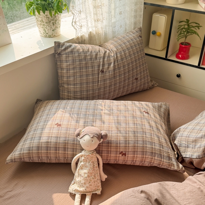 91家纺网 家纺一手货源 找家纺 丝芙妮家居 2026春夏新款皱皱棉双层纱泡芙棉四件套 顽宠