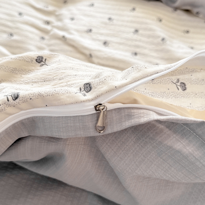 91家纺网 家纺一手货源 找家纺 丝芙妮家居 2026春夏新款皱皱棉双层纱泡芙棉四件套 知锦