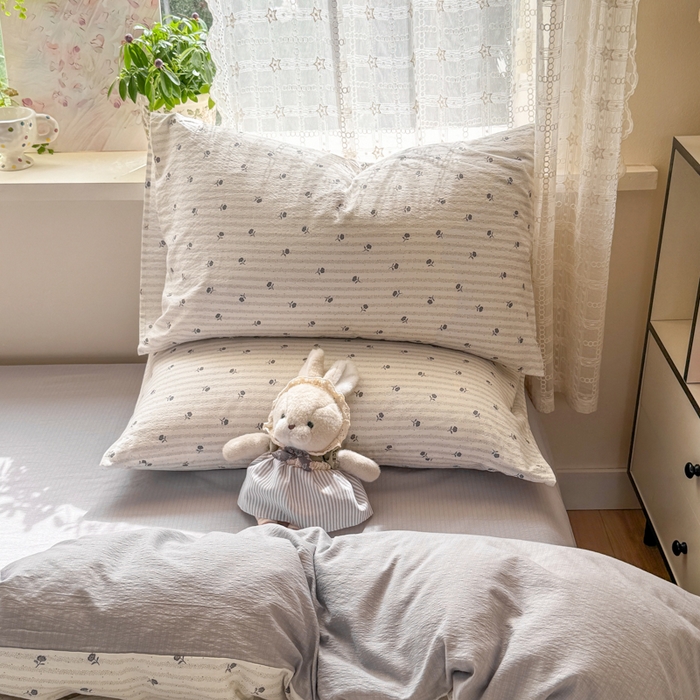 91家纺网 家纺一手货源 找家纺 丝芙妮家居 2026春夏新款皱皱棉双层纱泡芙棉四件套 知锦