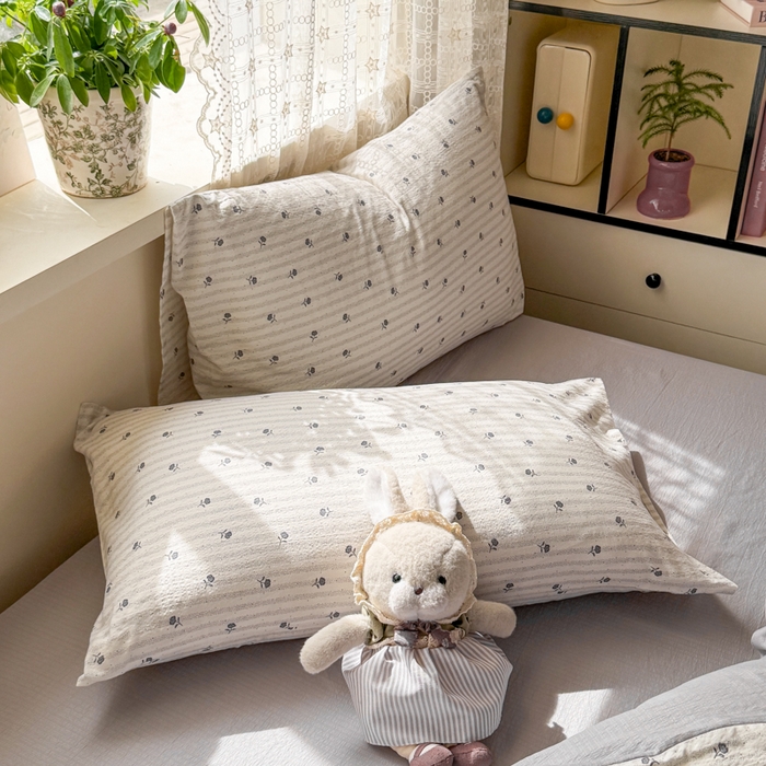 91家纺网 家纺一手货源 找家纺 丝芙妮家居 2026春夏新款皱皱棉双层纱泡芙棉四件套 知锦