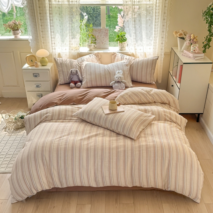 91家纺网 家纺一手货源 找家纺 （总）丝芙妮家居 2026春夏新款皱皱棉双层纱泡芙棉四件套