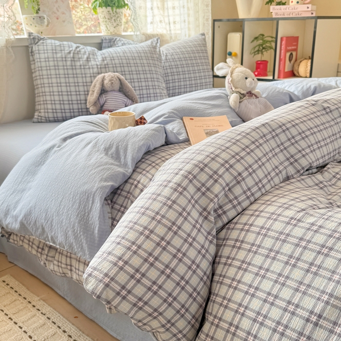 91家纺网 家纺一手货源 找家纺 （总）丝芙妮家居 2026春夏新款皱皱棉双层纱泡芙棉四件套