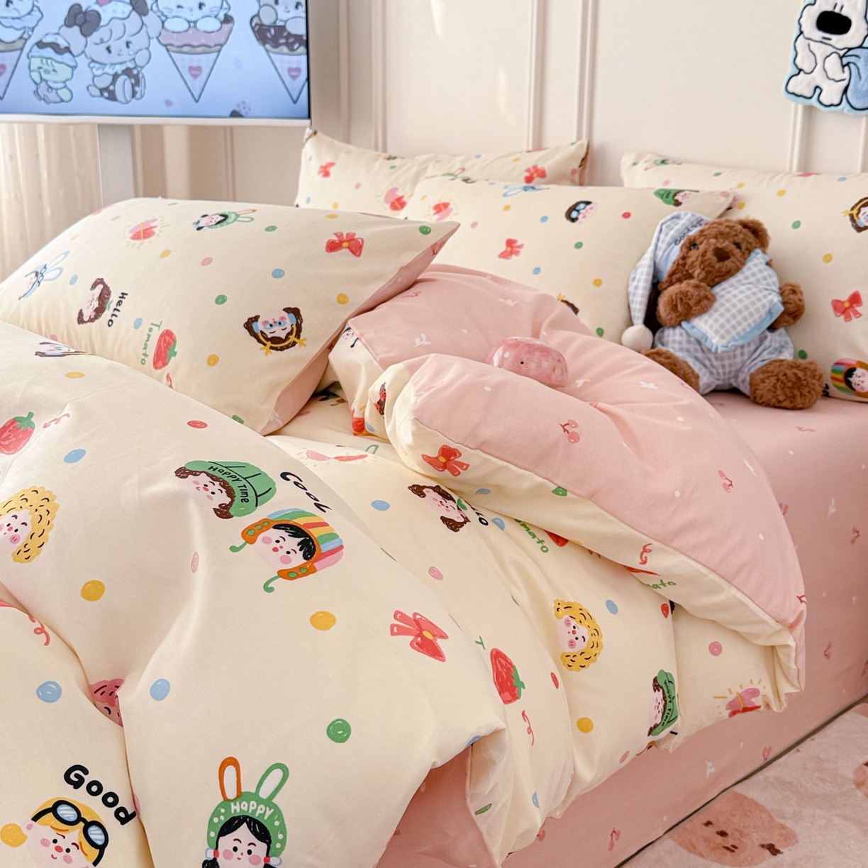 91家纺网 家纺一手货源 找家纺 （总）女子家纺 2026新款全棉纯棉12868卡通印花四件套