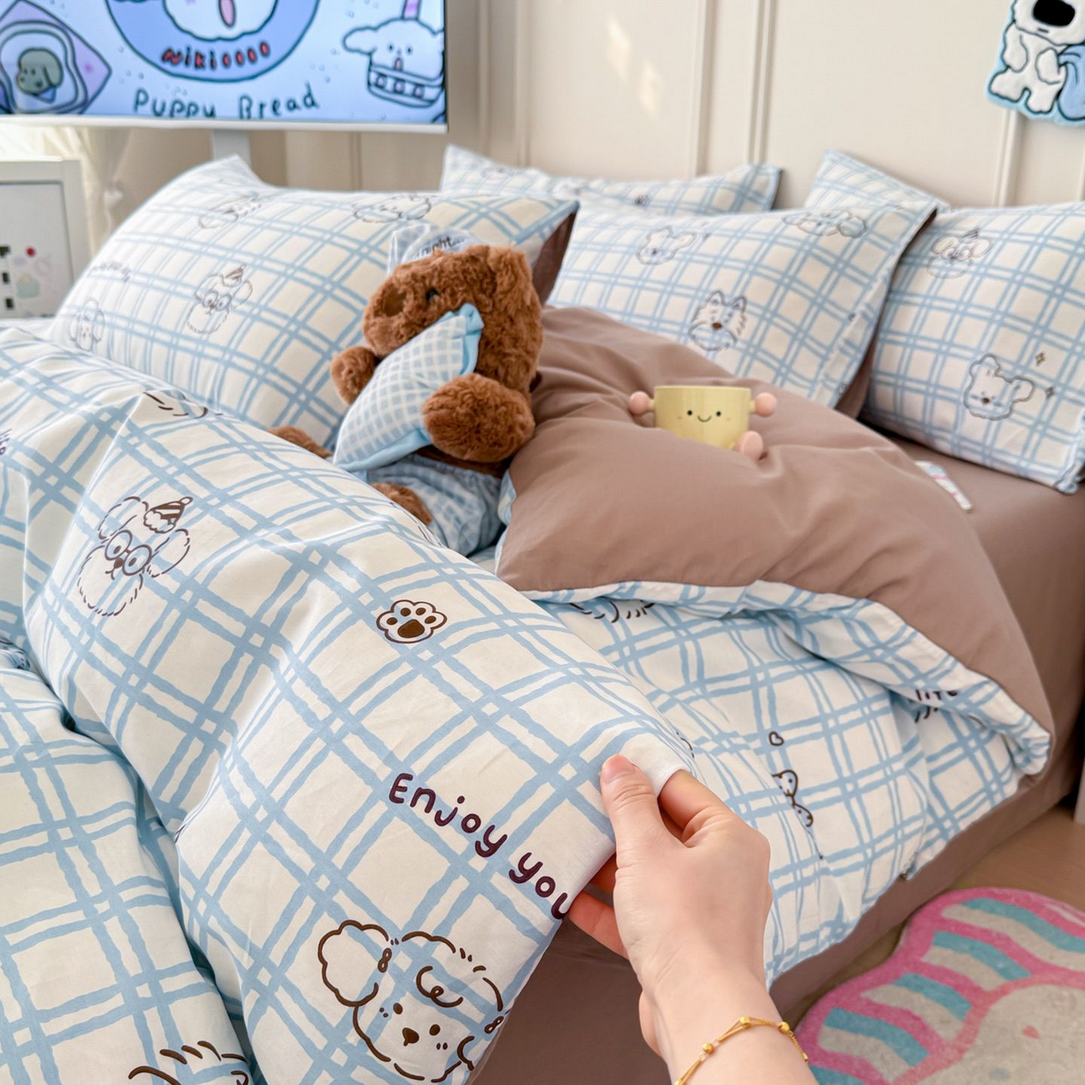 91家纺网 家纺一手货源 找家纺 （总）女子家纺 2026新款全棉纯棉12868卡通印花四件套