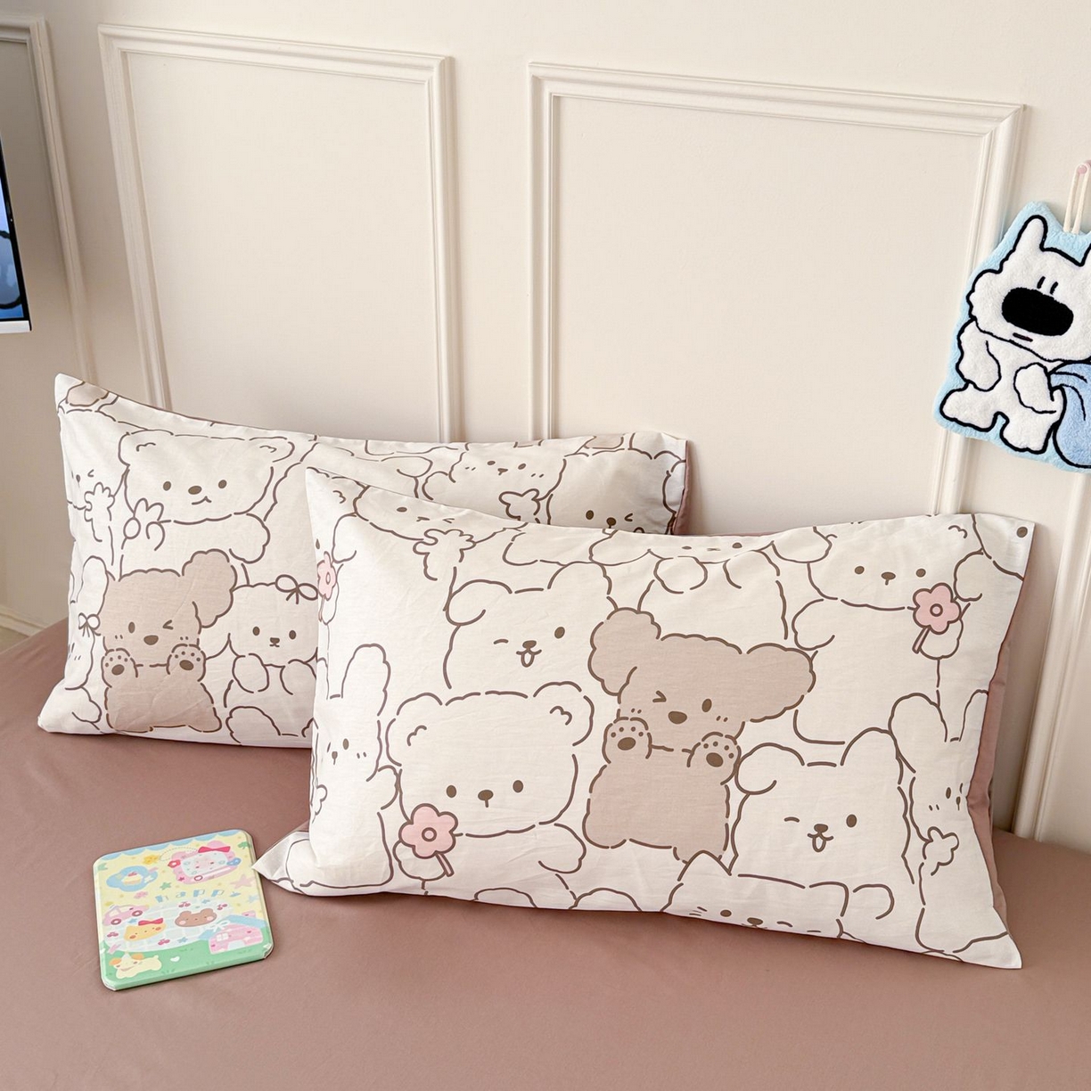 91家纺网 家纺一手货源 找家纺 女子家纺 2026新款全棉纯棉12868卡通印花四件套 小熊涂鸦