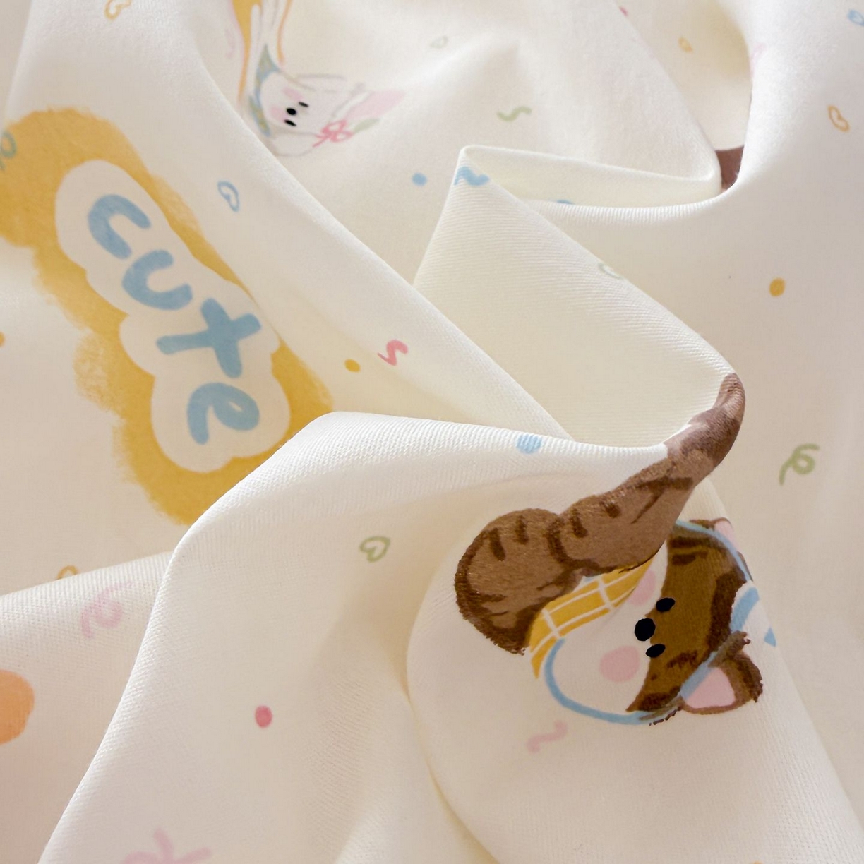 91家纺网 家纺一手货源 找家纺 女子家纺 2026新款全棉纯棉12868卡通印花四件套 蝴蝶结萌宠