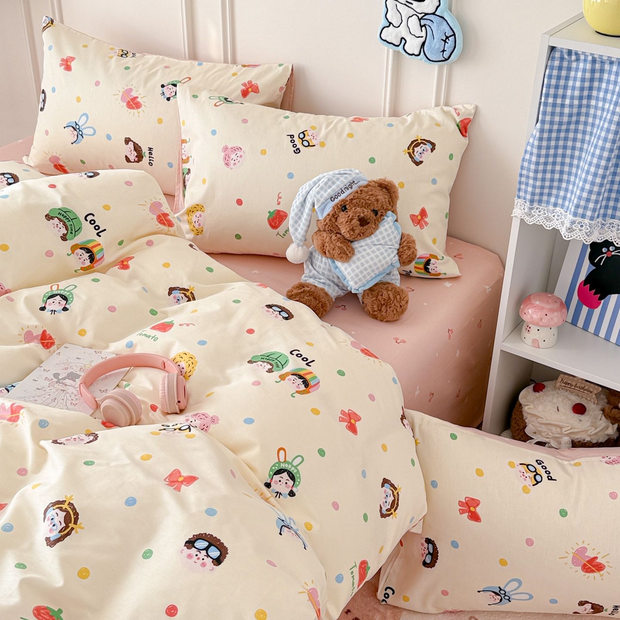 91家纺网 家纺一手货源 找家纺 女子家纺 2026新款全棉纯棉12868卡通印花四件套 甜娃娃