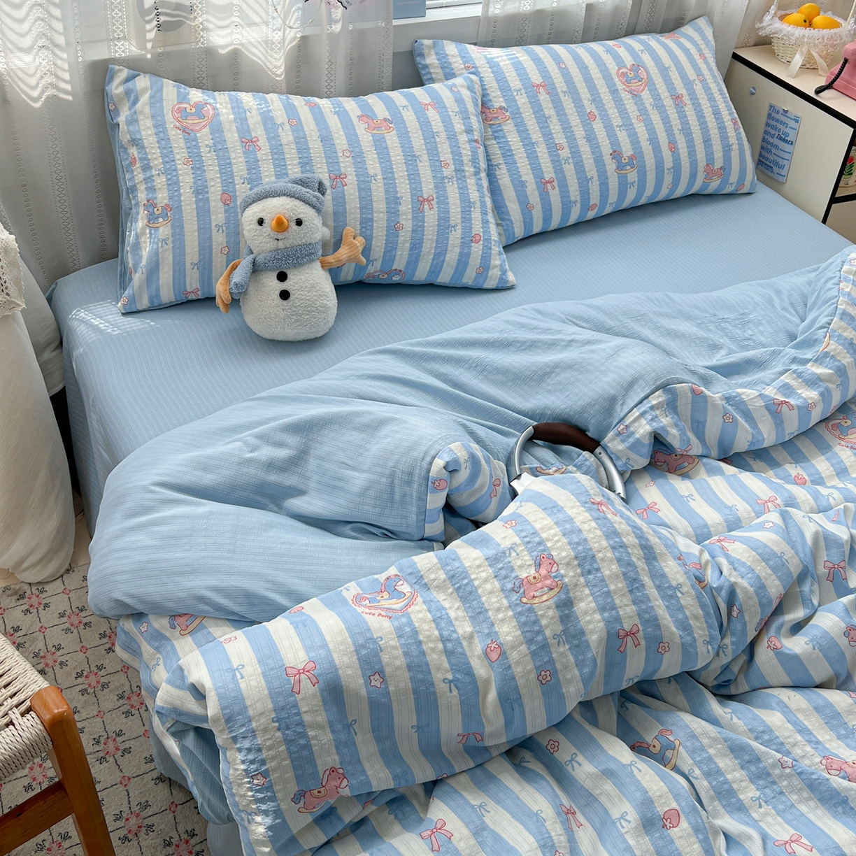 91家纺网 家纺一手货源 找家纺 王朝国际 2026新款A类彩竺棉印花四件套 开心马