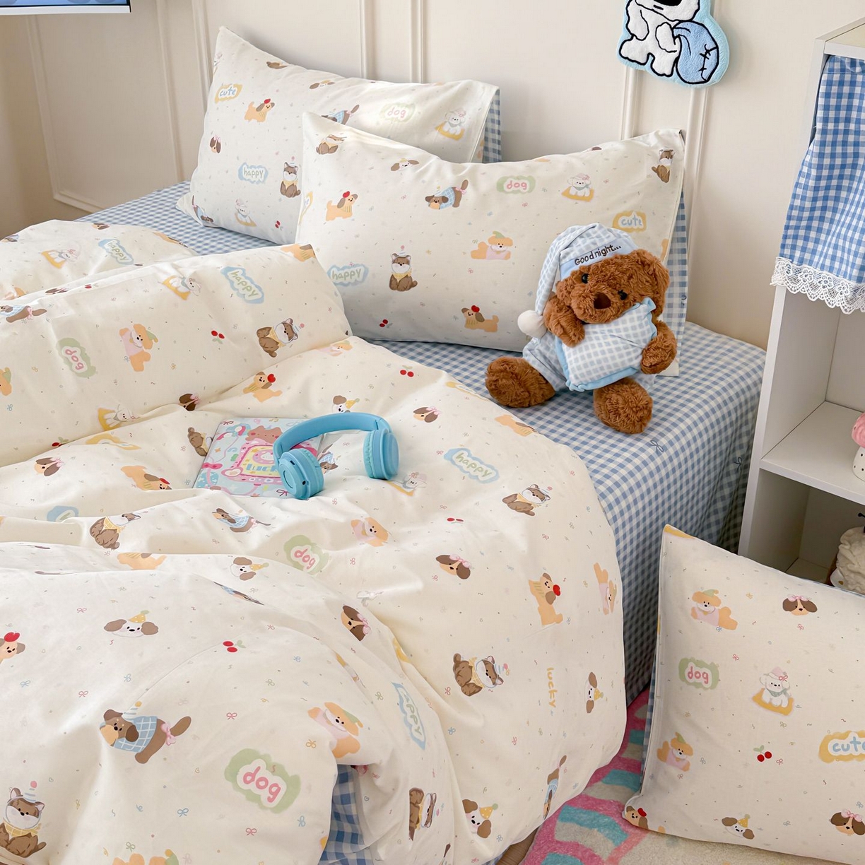 91家纺网 家纺一手货源 找家纺 女子家纺 2026新款全棉纯棉12868卡通印花四件套 蝴蝶结萌宠