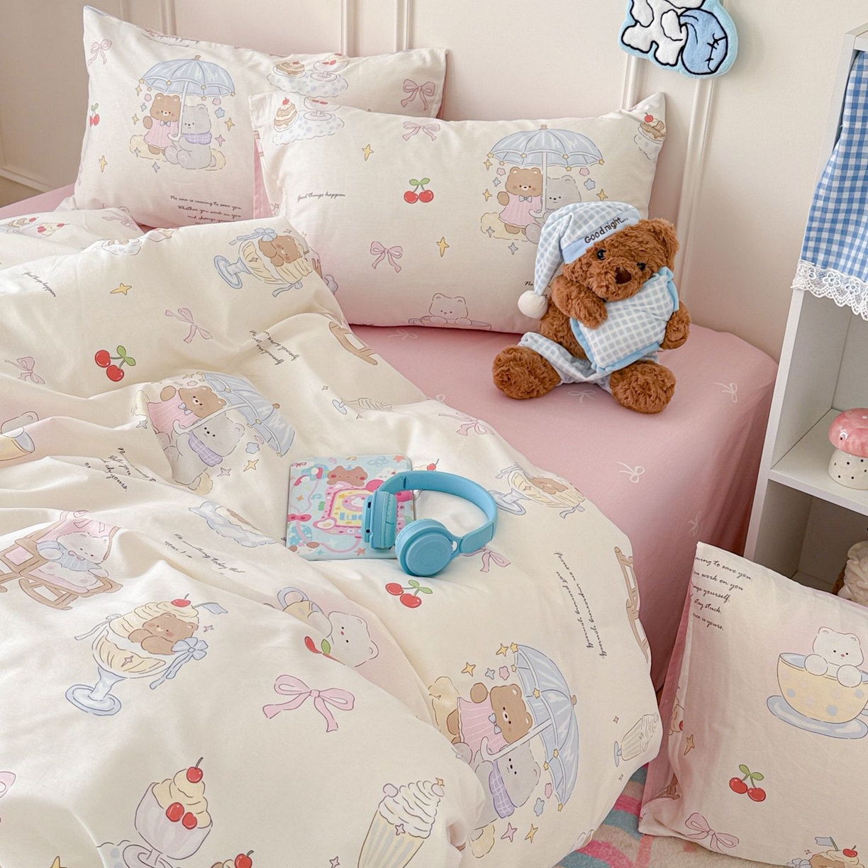 91家纺网 家纺一手货源 找家纺 女子家纺 2026新款全棉纯棉12868卡通印花四件套 茶歇时光