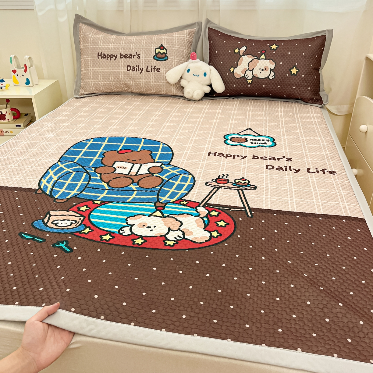 91家纺网 家纺一手货源 找家纺 寐居家纺 2026新款冰豆豆大版系列凉席席子 甜茶崽