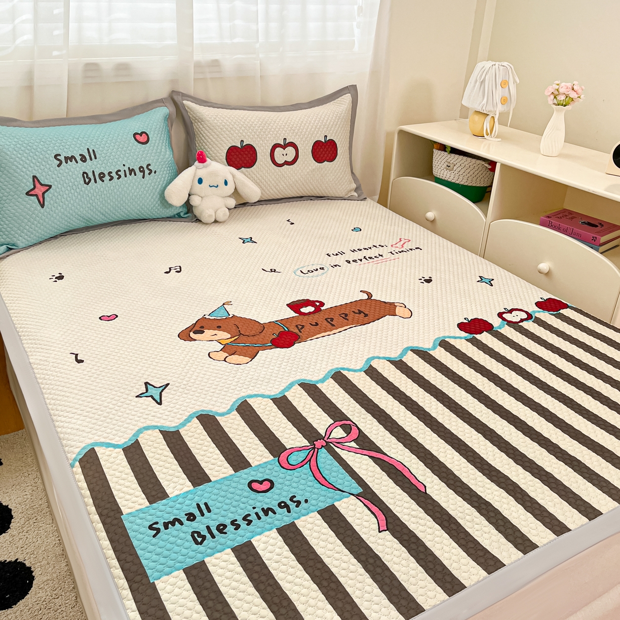 91家纺网 家纺一手货源 找家纺 寐居家纺 2026新款冰豆豆大版系列凉席席子 甜乐汪