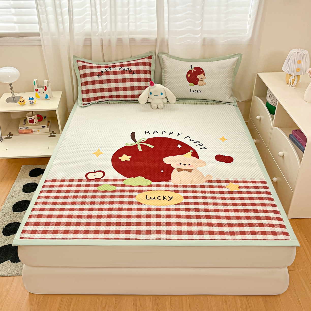 91家纺网 家纺一手货源 找家纺 寐居家纺 2026新款冰豆豆大版系列凉席席子 苹果狗