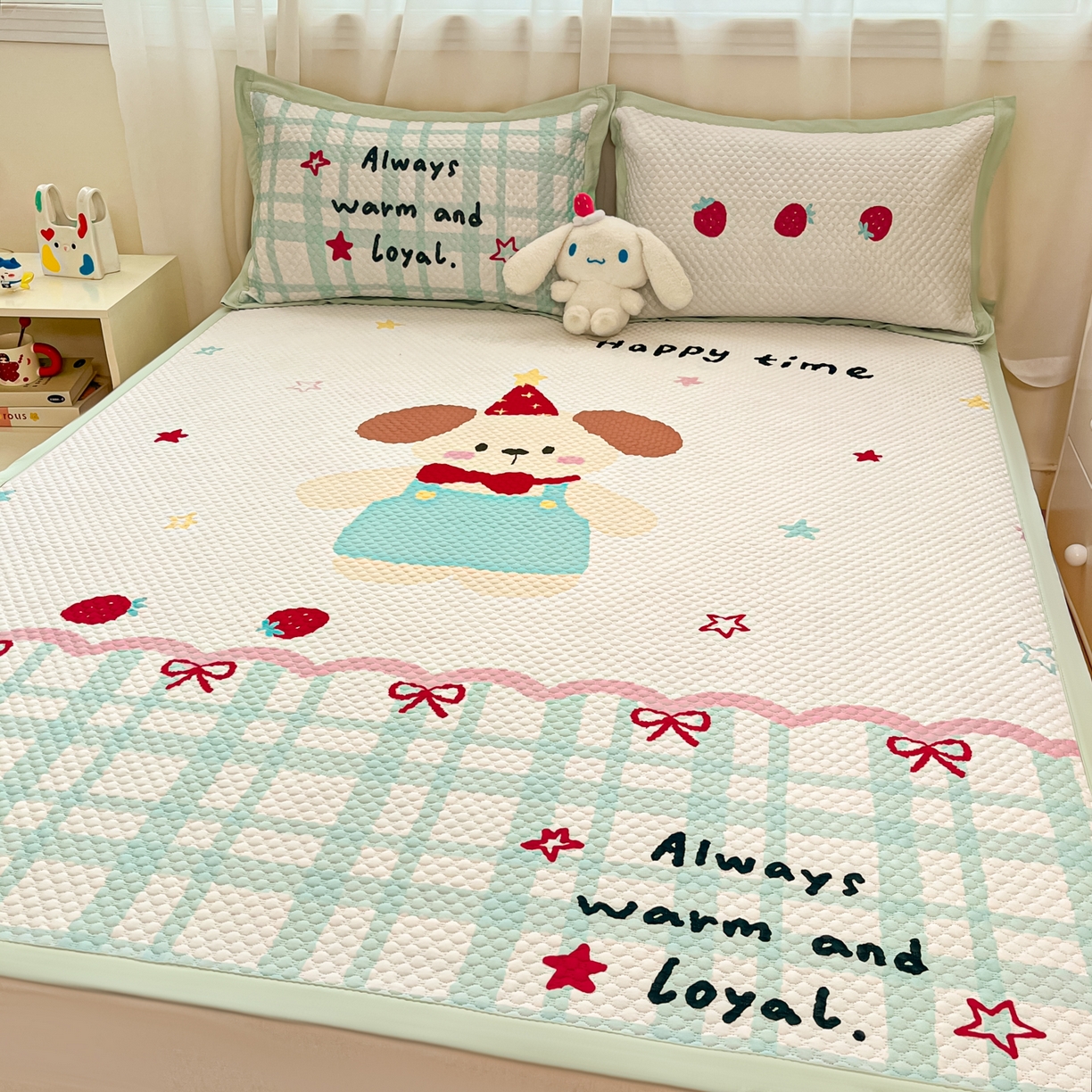 91家纺网 家纺一手货源 找家纺 寐居家纺 2026新款冰豆豆大版系列凉席席子 美好时光