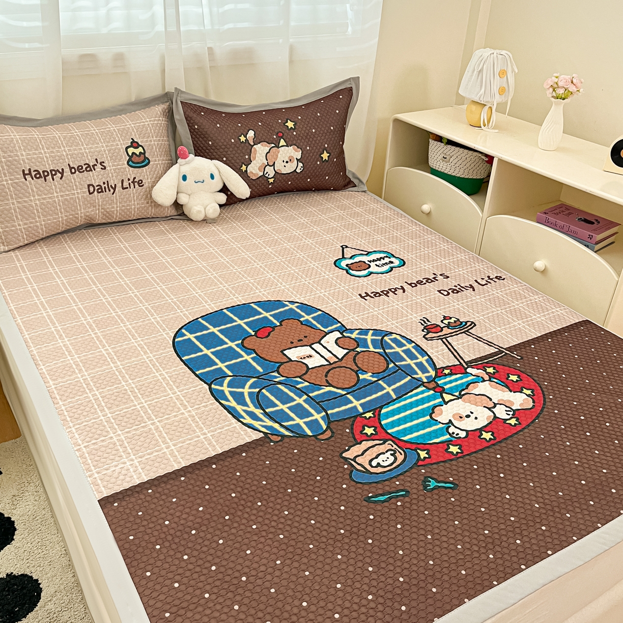 91家纺网 家纺一手货源 找家纺 寐居家纺 2026新款冰豆豆大版系列凉席席子 甜茶崽