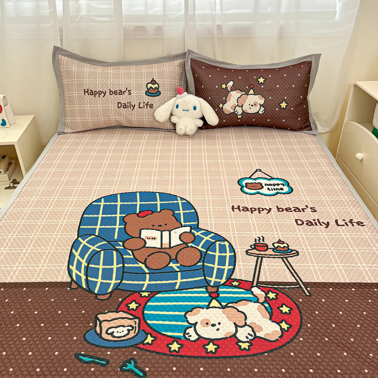 91家纺网 家纺一手货源 找家纺 寐居家纺 2026新款冰豆豆大版系列凉席席子 甜茶崽