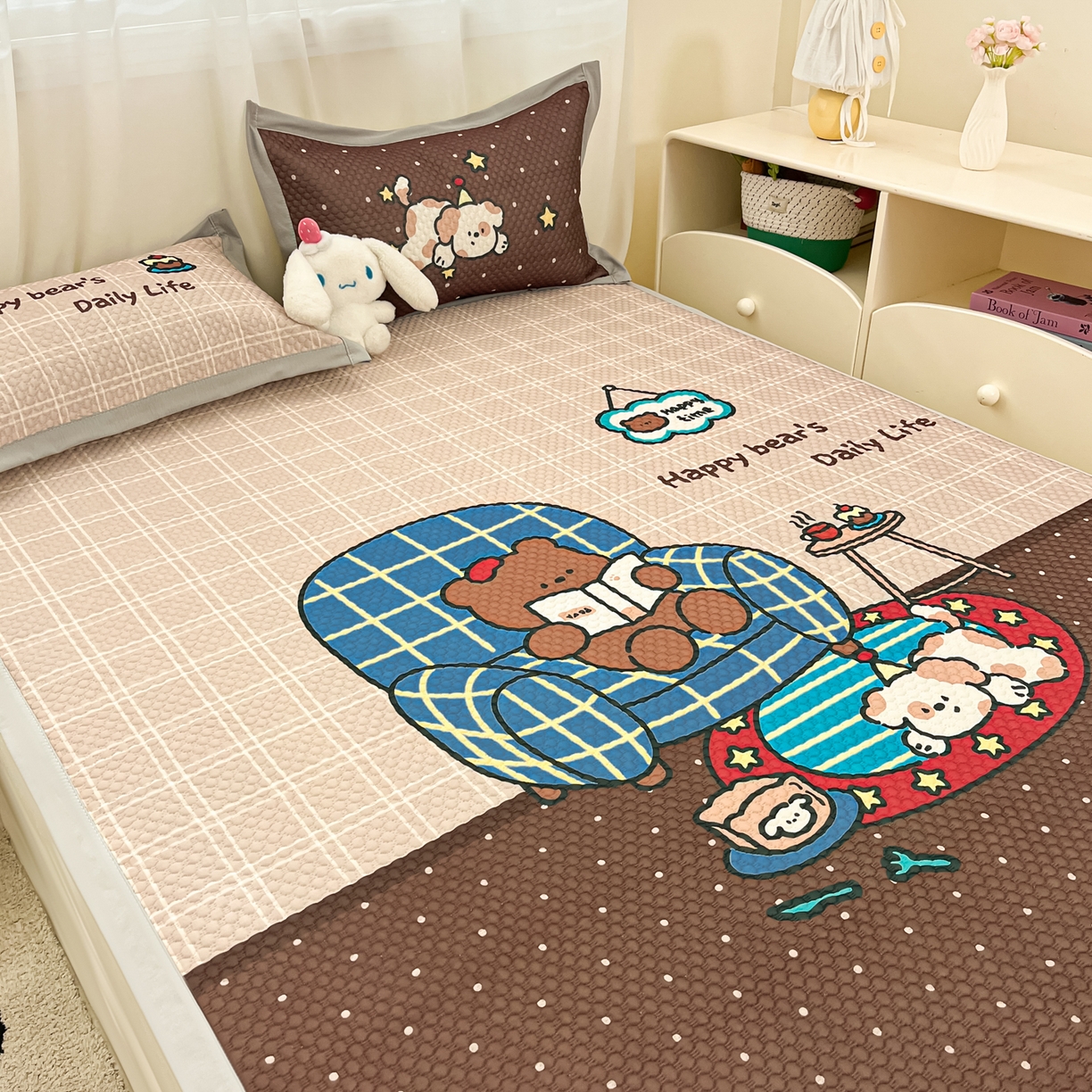 91家纺网 家纺一手货源 找家纺 寐居家纺 2026新款冰豆豆大版系列凉席席子 甜茶崽