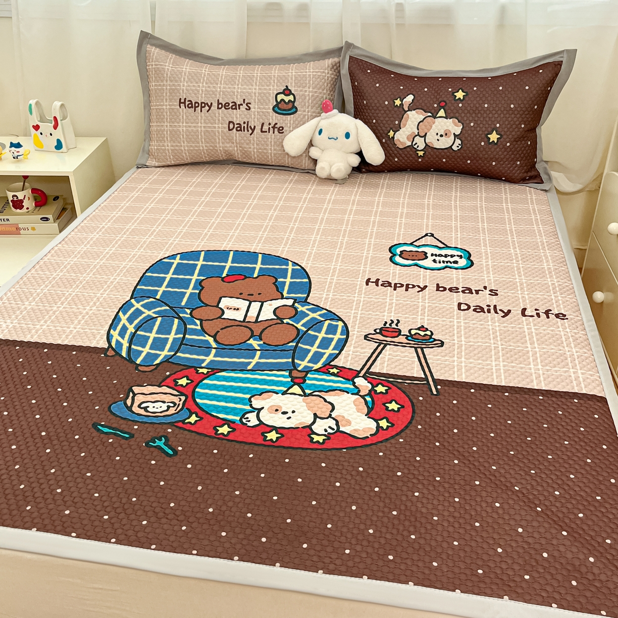 91家纺网 家纺一手货源 找家纺 寐居家纺 2026新款冰豆豆大版系列凉席席子 甜茶崽