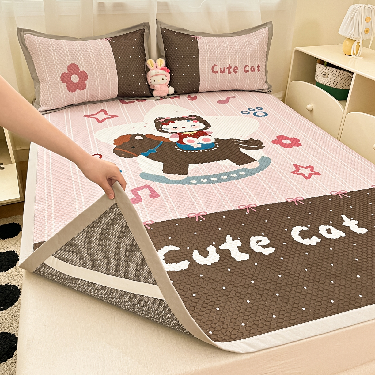 91家纺网 家纺一手货源 找家纺 寐居家纺 2026新款冰豆豆大版系列凉席席子 木马LT