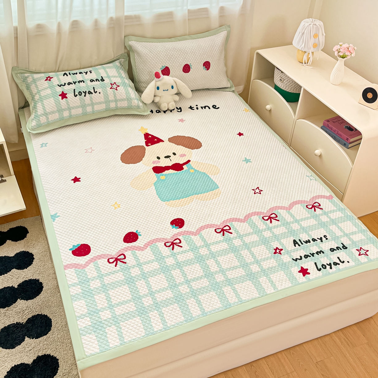 91家纺网 家纺一手货源 找家纺 寐居家纺 2026新款冰豆豆大版系列凉席席子 美好时光