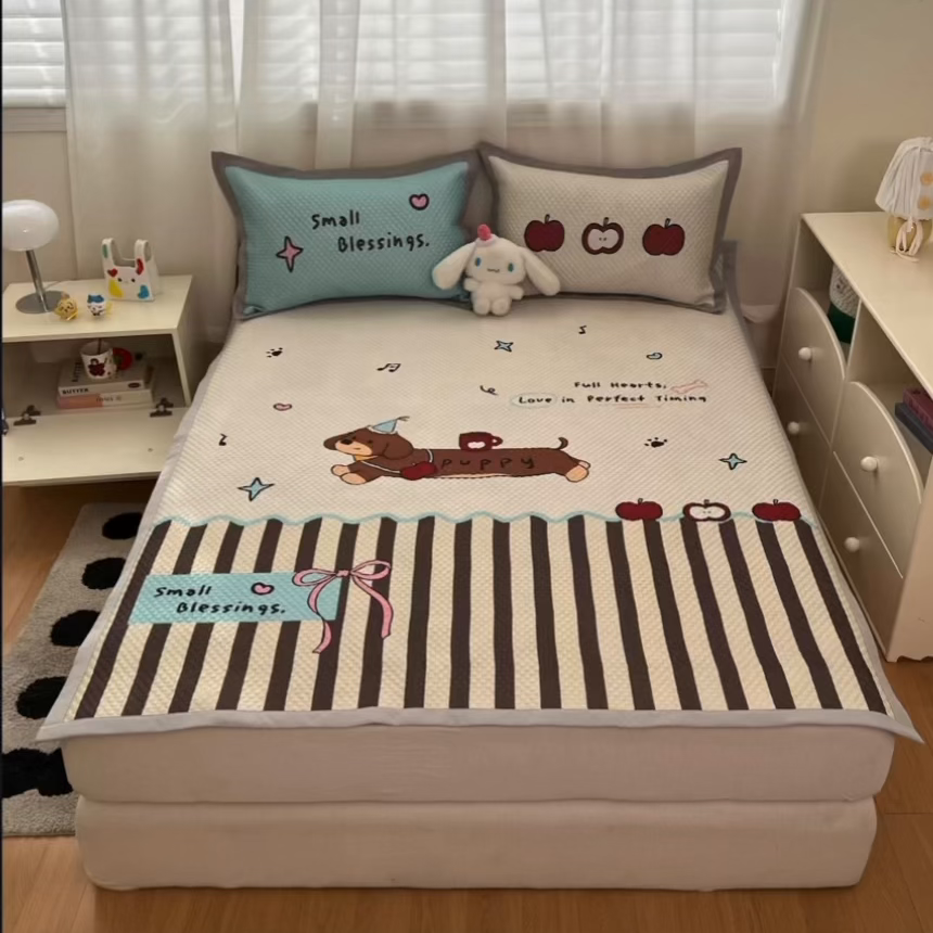 91家纺网 家纺一手货源 找家纺 寐居家纺 2026新款冰豆豆大版系列凉席席子 甜乐汪