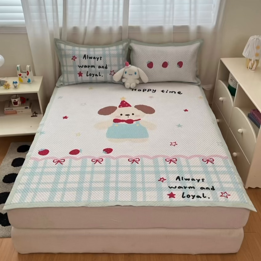 91家纺网 家纺一手货源 找家纺 寐居家纺 2026新款冰豆豆大版系列凉席席子 美好时光