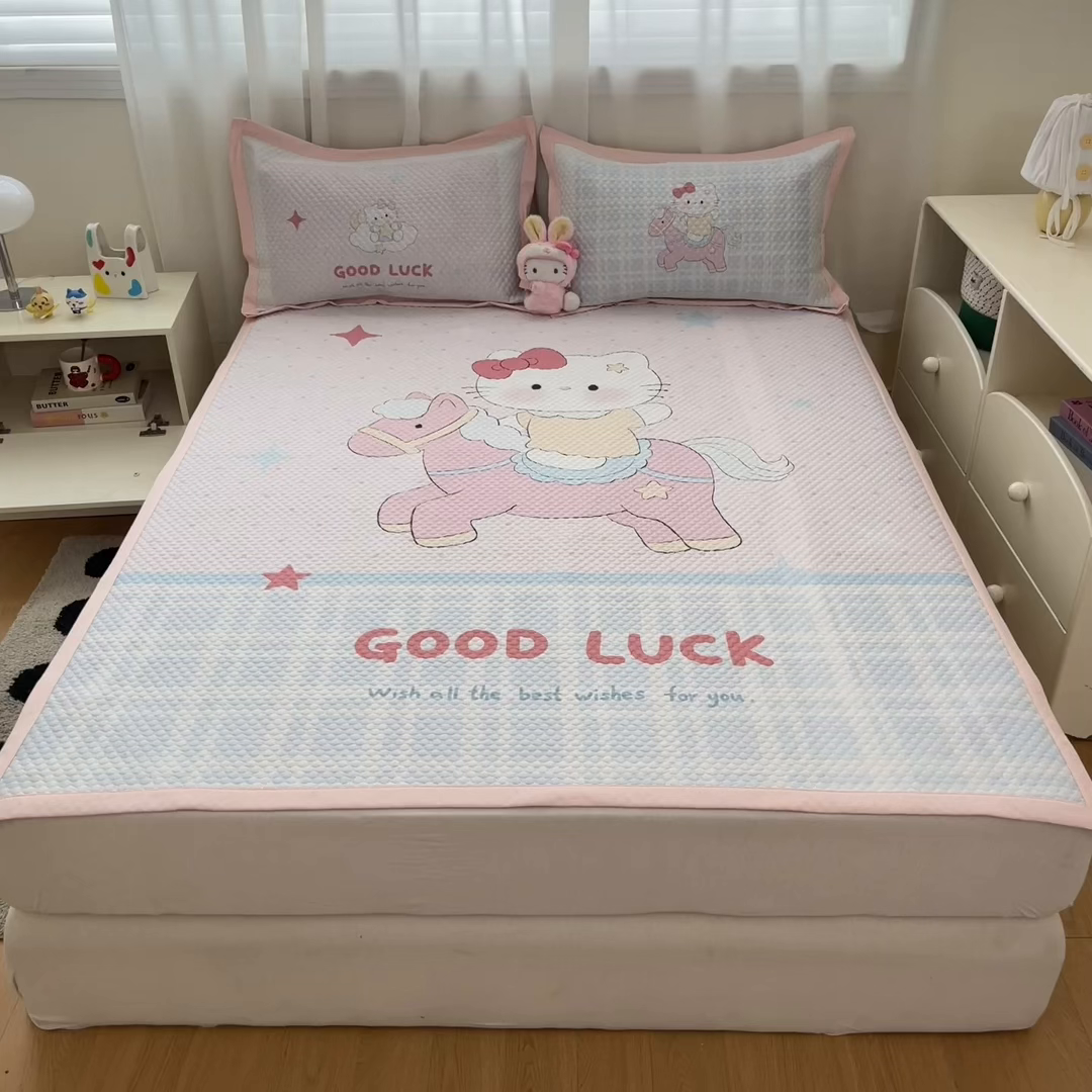 91家纺网 家纺一手货源 找家纺 寐居家纺 2026新款冰豆豆大版系列凉席席子 星星木马