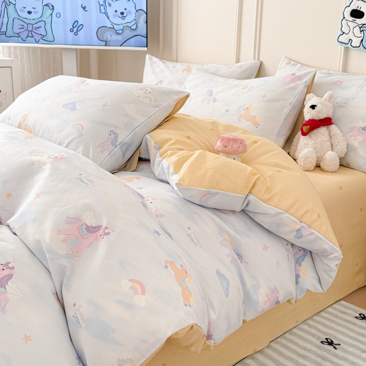 91家纺网 家纺一手货源 找家纺 （总）女子家纺 2026新款全棉纯棉12868卡通印花四件套