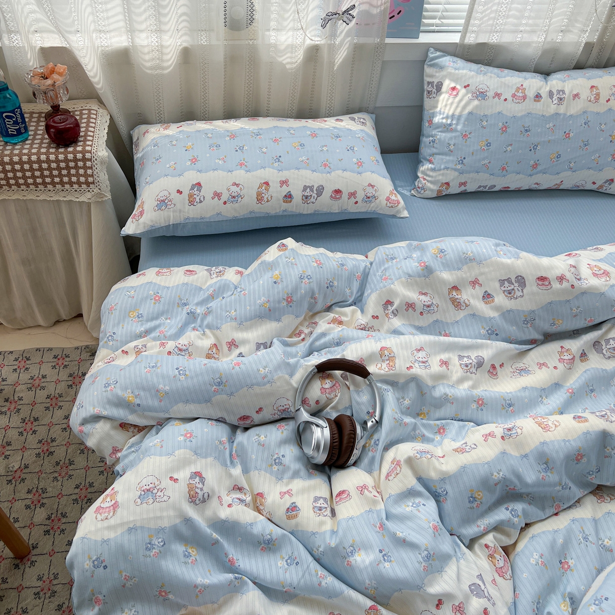 91家纺网 家纺一手货源 找家纺 王朝国际 2026新款A类彩竺棉印花四件套 暴富猫