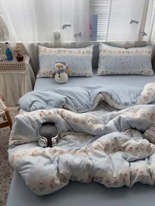 91家纺网 家纺一手货源 找家纺 王朝国际 2026新款A类彩竺棉印花四件套 暴富猫