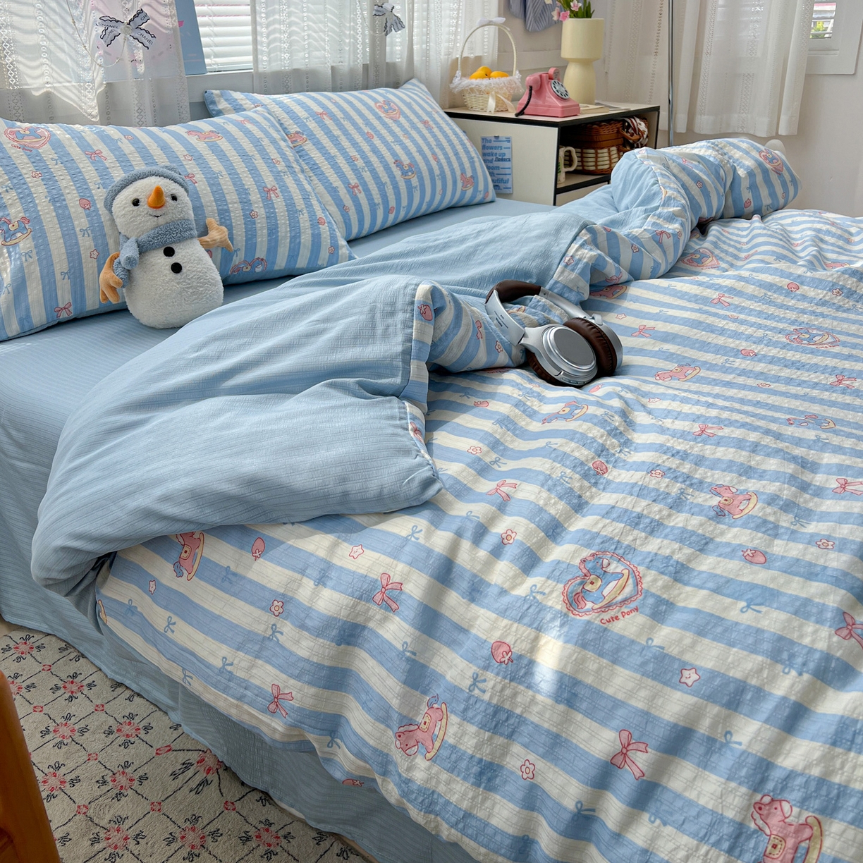 91家纺网 家纺一手货源 找家纺 王朝国际 2026新款A类彩竺棉印花四件套 开心马